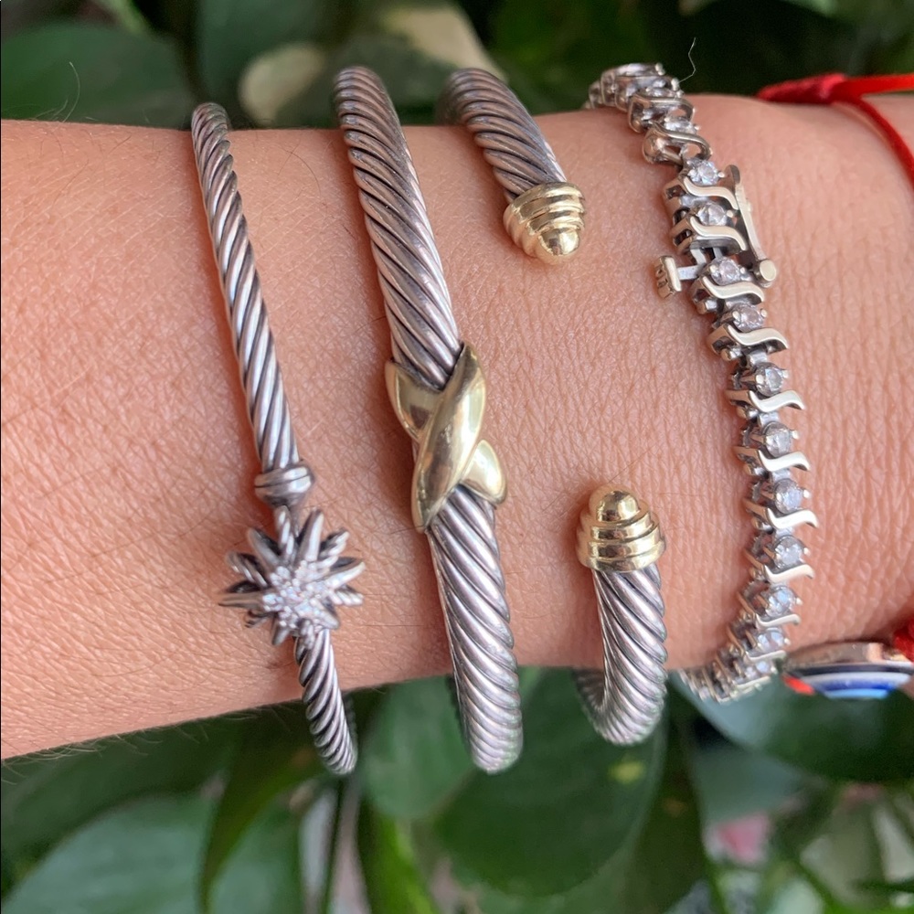 David Yurman 5mm Single X Bracelet silver/14k